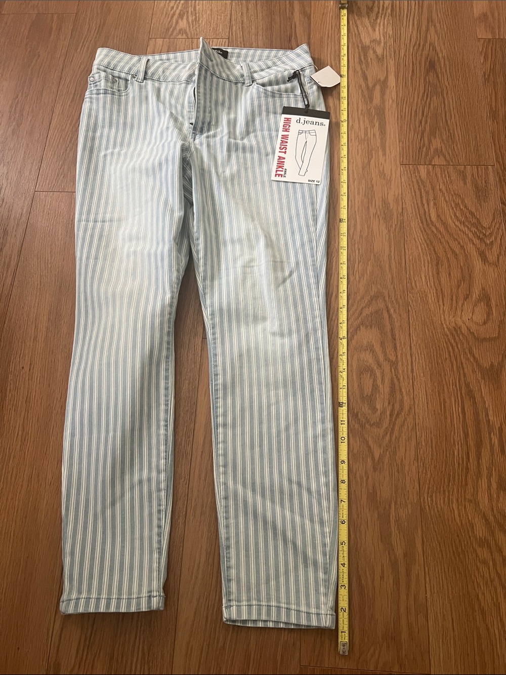 #3228*” 16x38” d. jeans Light Blue Pinstripe Straight Leg Jeans - Picture 8 of 17